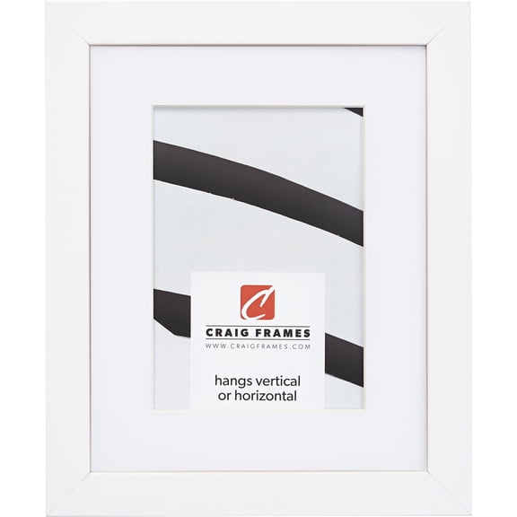Craig Frames Essentials, 22x28 inch Picture Frame Matted for a 18x24 Photo, Satin White