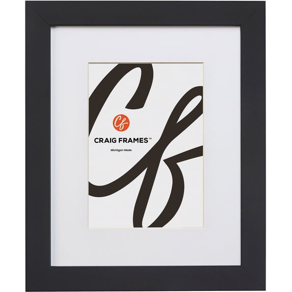 Craig Frames Essentials, 24x24 Inch Black Picture Frame Matted to Display a 20x20 Inch Photo