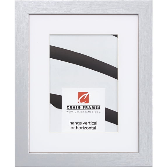 Craig Frames Essentials, 24x30 inch Picture Frame Matted for a 20x26 Photo, Brushed Silver