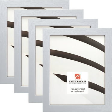 Craig Frames Essentials, 5x7 inch Picture Frame, Brushed Silver, Set of 4