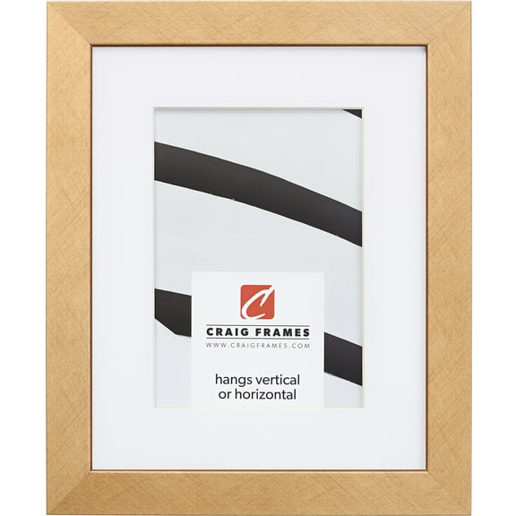 Craig Frames Essentials, 5x7 inch Picture Frame Matted for a 4x6 Photo, Gold