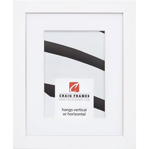 Craig Frames Essentials, 5x7 inch Picture Frame Matted for a 4x6 Photo, Satin White