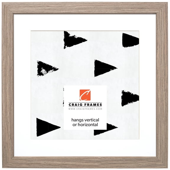 Craig Frames Farmhouse Essentials, 20x20 inch Picture Frame Matted for a 16x16 Photo, Light Walnut Brown