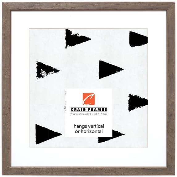 Craig Frames Farmhouse Essentials Tall, 12x12 inch Picture Frame Matted for a 9x9 Photo, Hare Brown and Grey