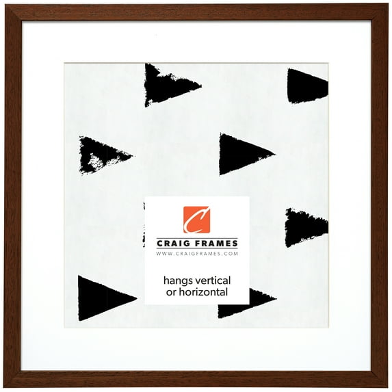 Craig Frames Farmhouse Essentials Tall, 16x16 inch Picture Frame Matted for a 12x12 Photo, Walnut Brown