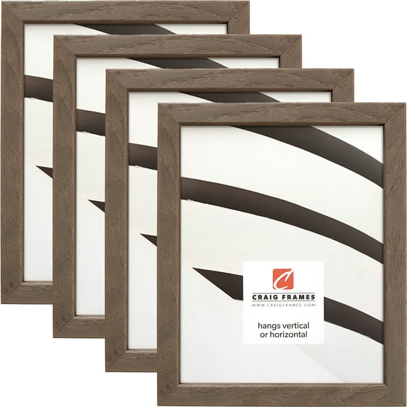 Craig Frames Farmhouse Essentials Tall, 8x10 inch Picture Frame, Hare Brown and Grey, Set of 4