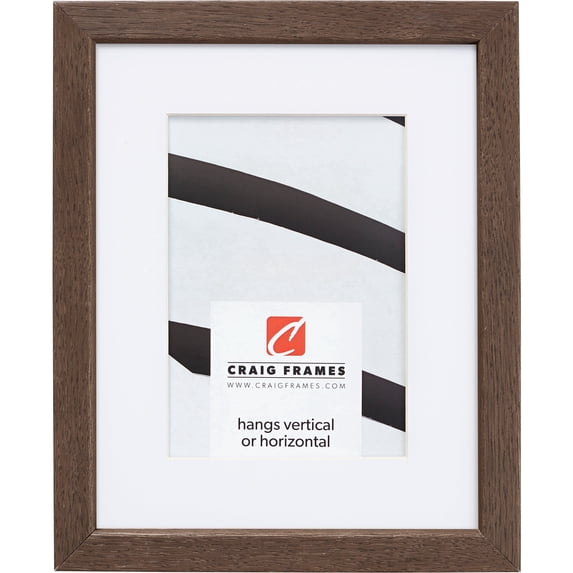 Craig Frames Farmhouse Essentials Tall, 8x10 inch Picture Frame Matted for a 5x7 Photo, Muskrat Brown