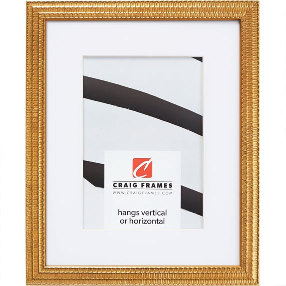 Craig Frames Farnsworth, 14x18 inch Picture Frame Matted for a 10x13 Photo, Gold