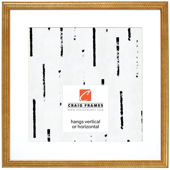 Craig Frames Farnsworth, 16x16 inch Picture Frame Matted for a 12x12 Photo, Gold