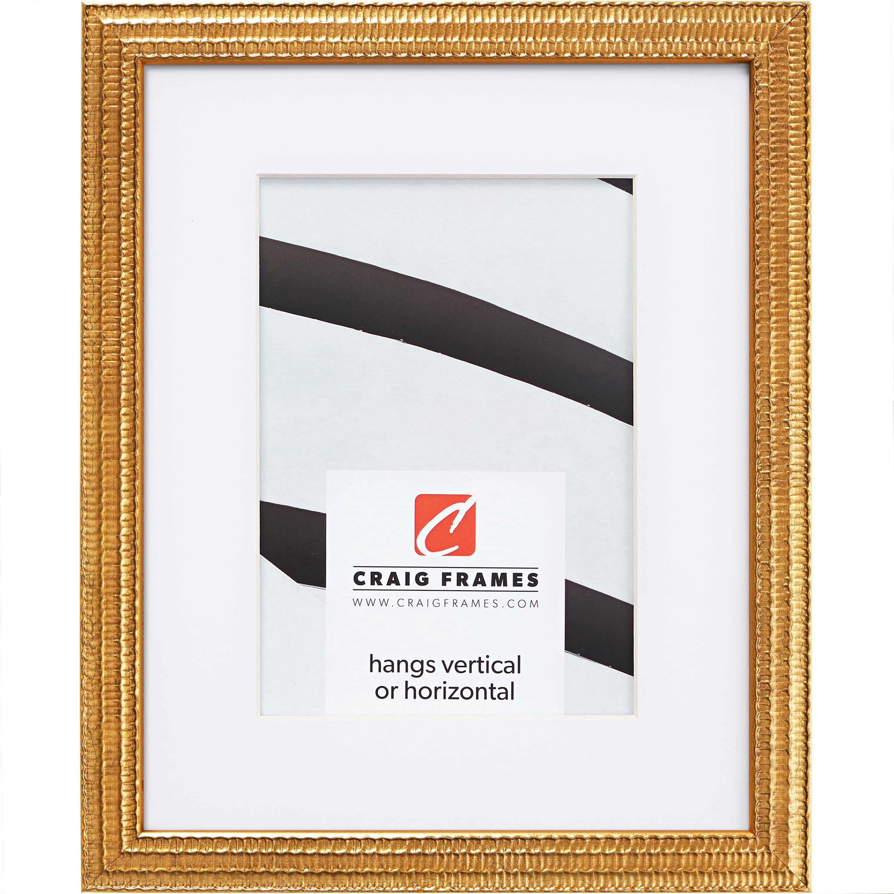 Craig Frames Farnsworth, 18x24 inch Picture Frame Matted for a 12x18 Photo, Gold