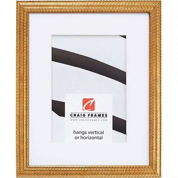 Craig Frames Farnsworth, 18x24 inch Picture Frame Matted for a 12x18 Photo, Gold