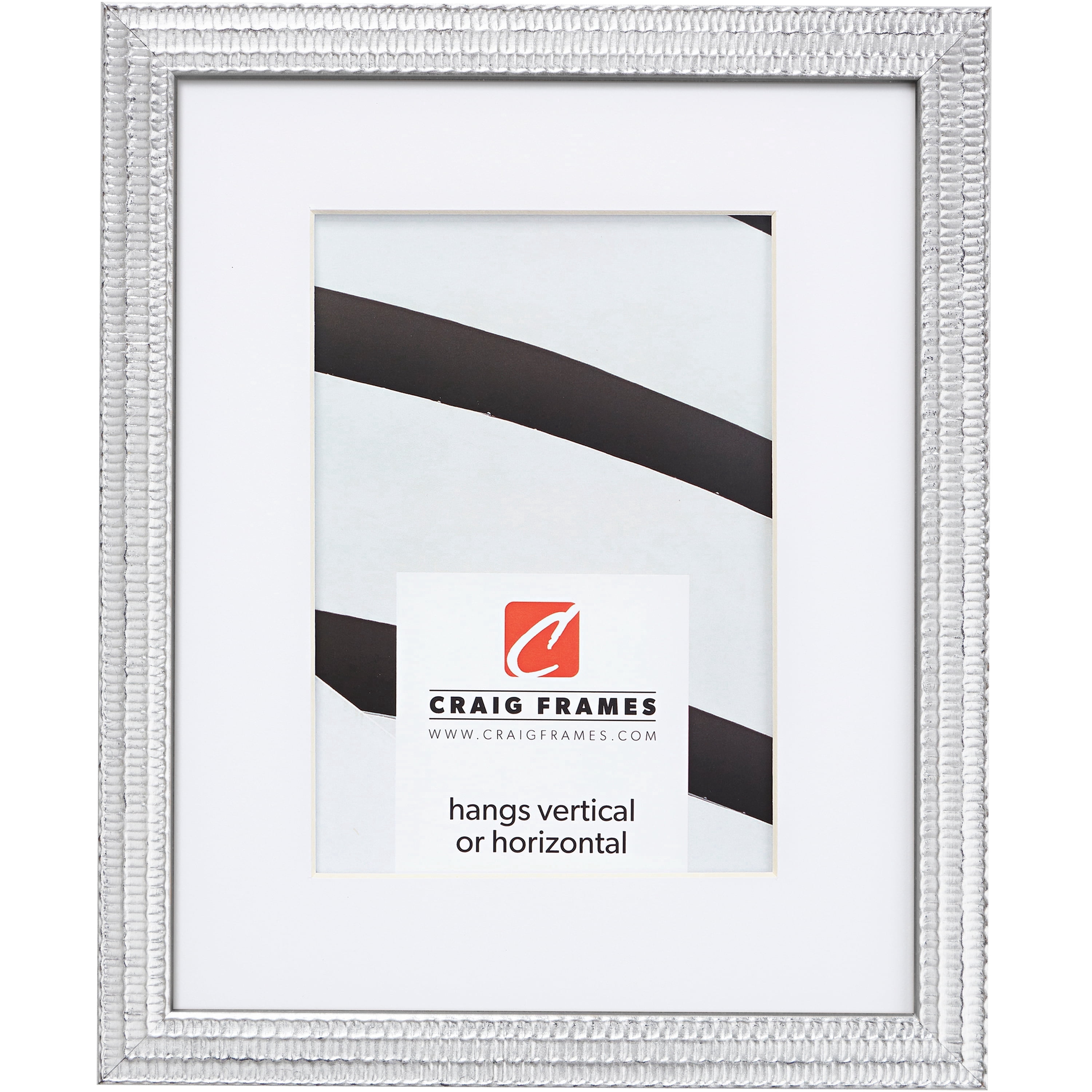Craig Frames Farnsworth, 22x28 inch Picture Frame Matted for a 18x24 Photo, Silver