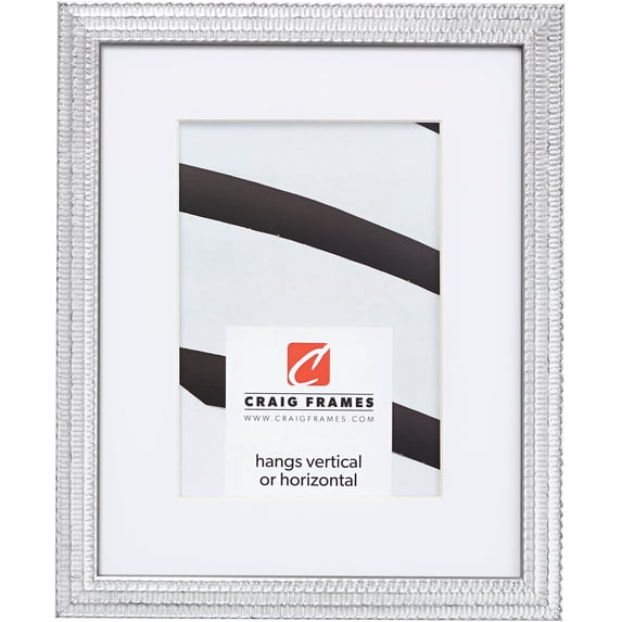 Craig Frames Farnsworth, 24x36 inch Picture Frame Matted for a 20x30 Photo, Silver