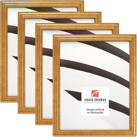 Craig Frames Farnsworth, 4x10 inch Picture Frame, Gold, Set of 4