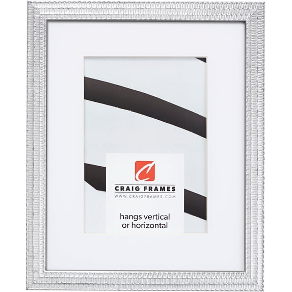 Craig Frames Farnsworth, 5x7 inch Picture Frame Matted for a 4x6 Photo, Silver