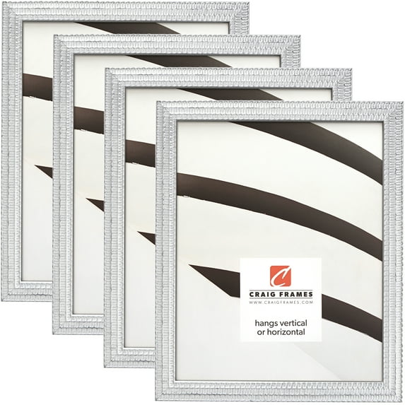 Craig Frames Farnsworth, 8.5x11 inch Picture Frame, Silver, Set of 4