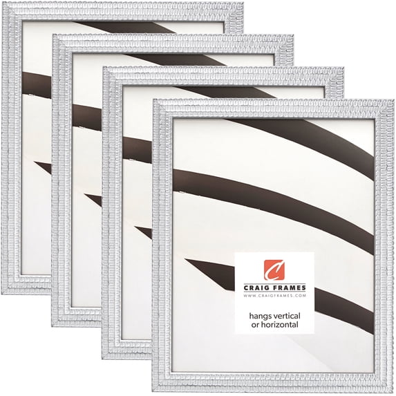 Craig Frames Farnsworth, 8x10 inch Picture Frame, Silver, Set of 4