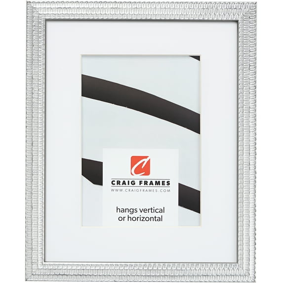 Craig Frames Farnsworth, 8x12 inch Picture Frame Matted for a 5x7 Photo, Silver