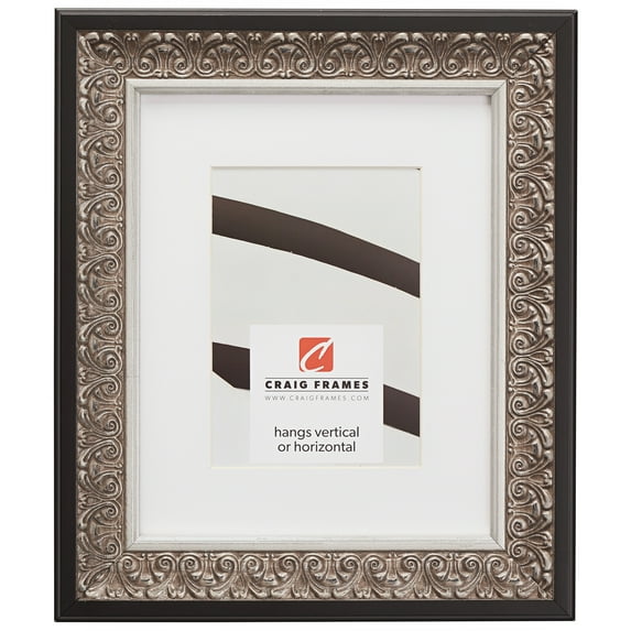 Craig Frames Furio, 13x19 inch Silver and Black Picture Frame Matted for a 9x13 Photo