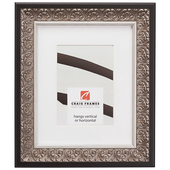 Craig Frames Furio, 19x25 inch Silver and Black Picture Frame Matted for a 14x20 Photo