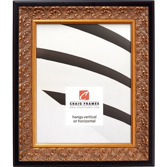 Craig Frames Furio, 4x10 inch Picture Frame, Gold and Black