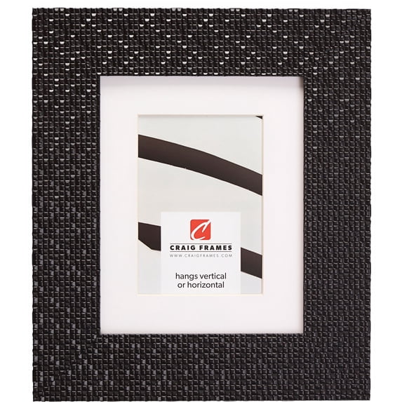 Craig Frames Glimmer, 10x12 inch Black Picture Frame Matted for a 8x10 Photo