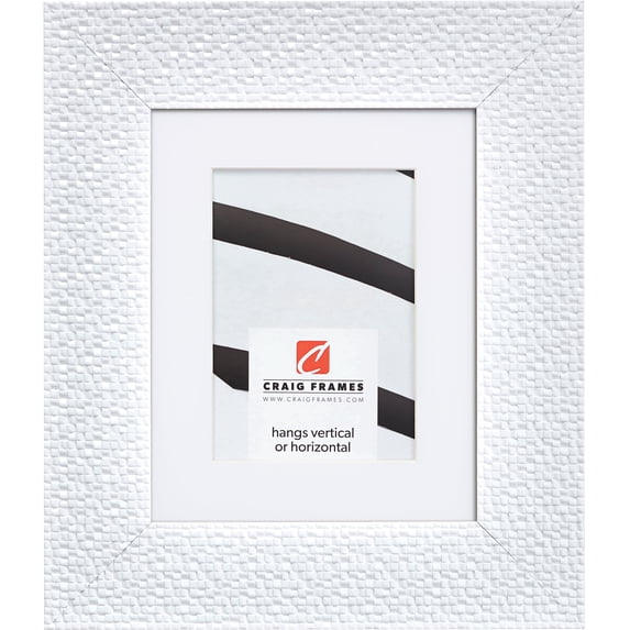 Craig Frames Glimmer, 10x13 inch Picture Frame Matted for a 7x10 Photo, White