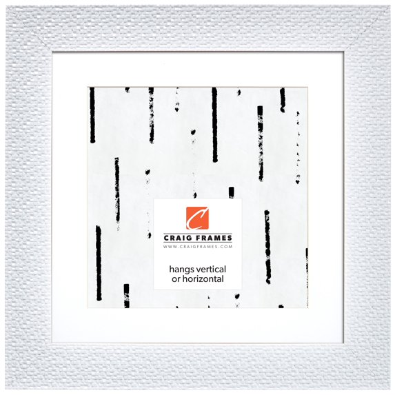 Craig Frames Glimmer, 12x12 inch Picture Frame Matted for a 9x9 Photo, White