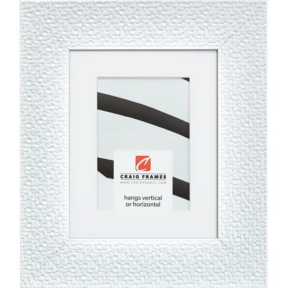 Craig Frames Glimmer, 12x16 inch Picture Frame Matted for a 8x12 Photo, White