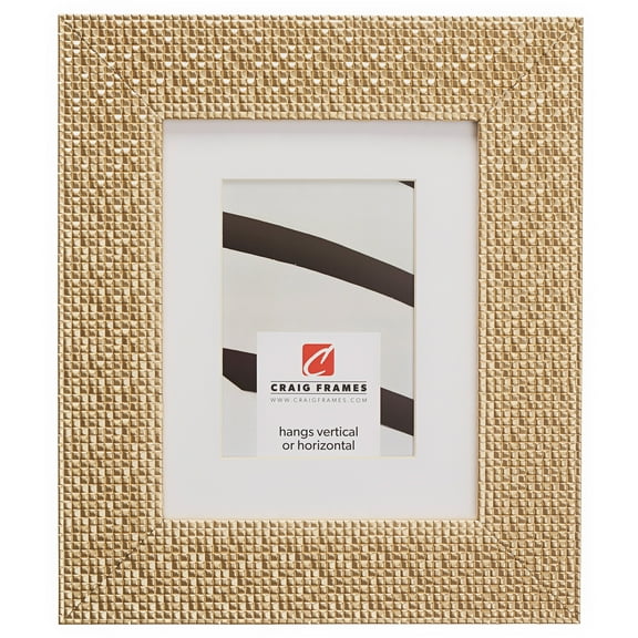 Craig Frames Glimmer, 12x18 inch Champagne Gold Picture Frame Matted for a 10x13 Photo