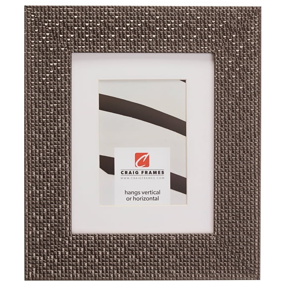 Craig Frames Glimmer, 12x18 inch Pewter Picture Frame Matted for a 10x13 Photo