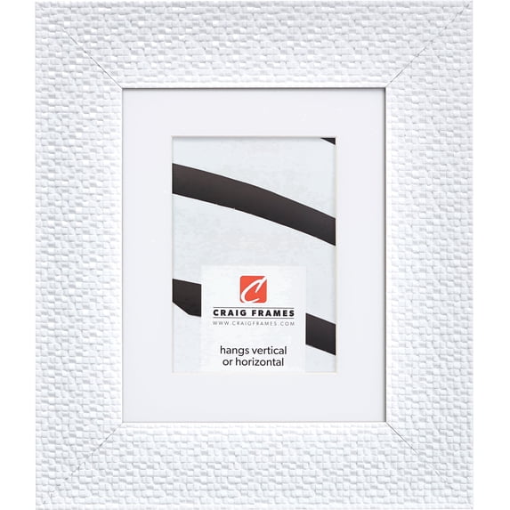 Craig Frames Glimmer, 18x36 inch Picture Frame Matted for a 14x32 Photo, White