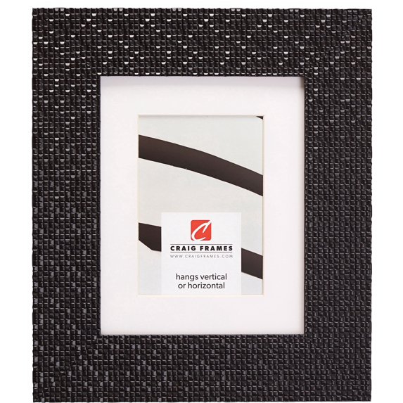 Craig Frames Glimmer, 22x28 inch Black Picture Frame Matted for a 18x24 Photo