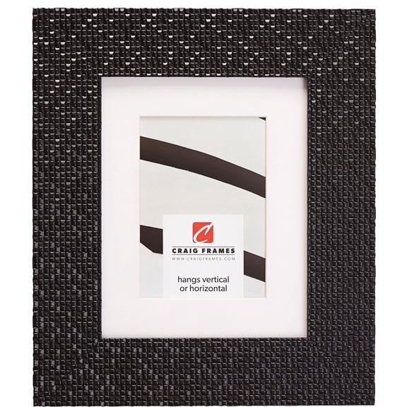 Craig Frames Glimmer, 8x10 inch Black Picture Frame Matted for a 5x7 Photo