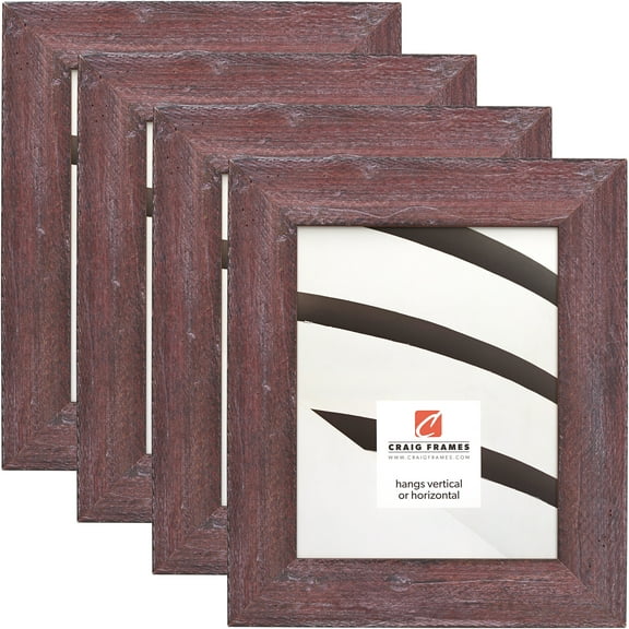 Craig Frames Hatteras, 5x7 inch Picture Frame, Hibiscus Red, Set of 4