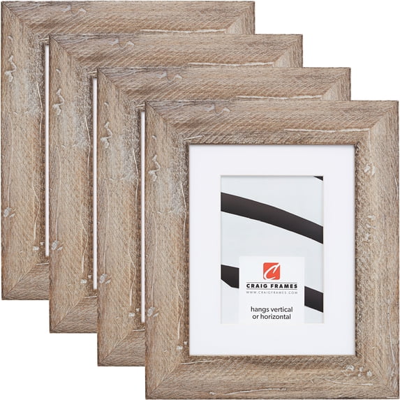Craig Frames Hatteras, 8.5x11 inch Picture Frame Matted for a 6x9 Photo, Beach Wood, Set of 4