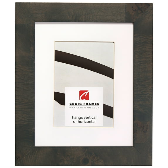 Craig Frames Innovations, 10x12 inch Grey Burl Picture Frame Matted for a 8x10 Photo
