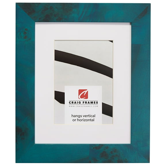 Craig Frames Innovations, 10x13 inch Turquoise Burl Picture Frame Matted for a 7x10 Photo