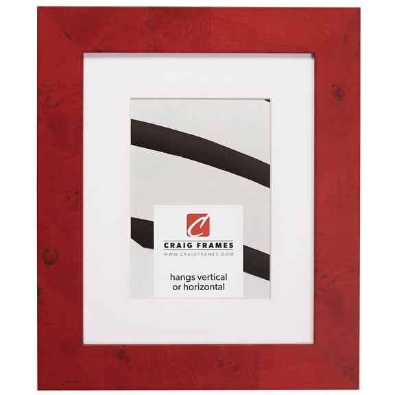 Craig Frames Innovations, 11x14 inch Red Burl Picture Frame Matted for a 8x10 Photo