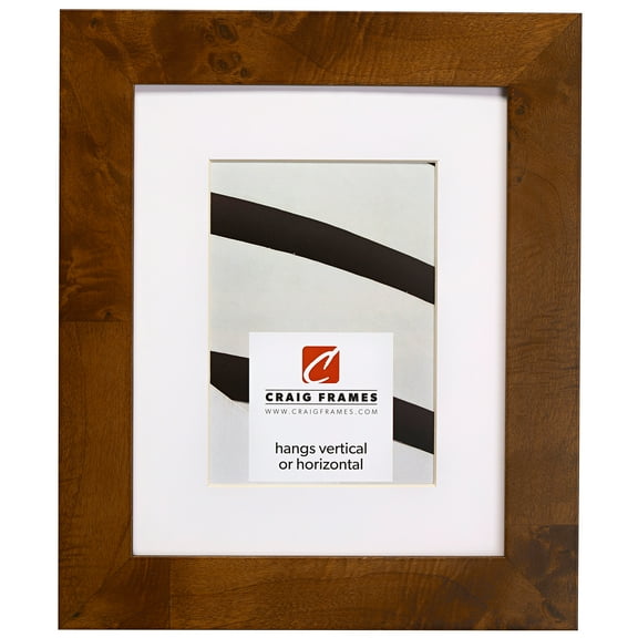 Craig Frames Innovations, 12x12 inch Brown Burl Picture Frame Matted for a 9x9 Photo