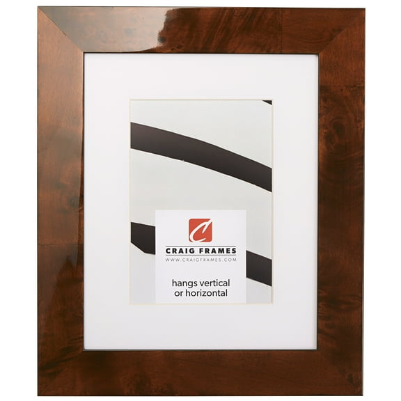 Craig Frames Innovations, 12x12 inch Walnut Brown Burl Picture Frame Matted for a 9x9 Photo