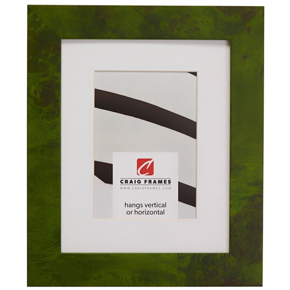 Craig Frames Innovations, 12x18 inch Green Burl Picture Frame Matted for a 10x13 Photo