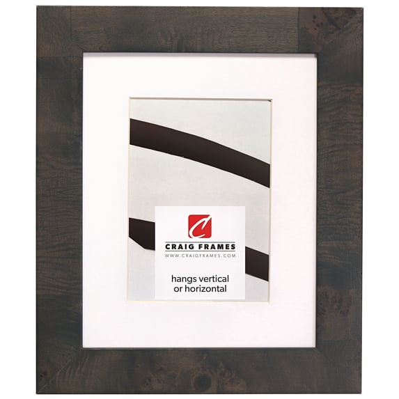 Craig Frames Innovations, 18x36 inch Grey Burl Picture Frame Matted for a 14x32 Photo