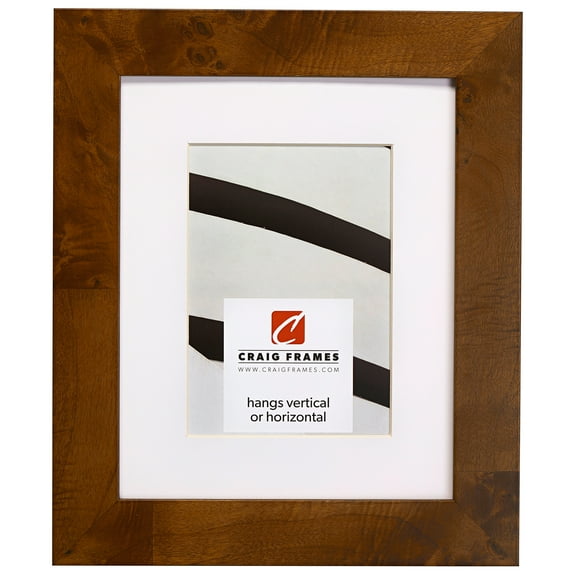 Craig Frames Innovations, 8x12 inch Brown Burl Picture Frame Matted for a 5x7 Photo