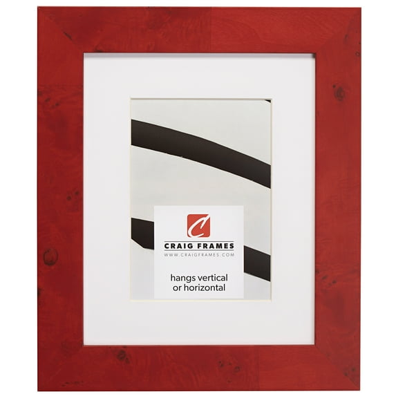 Craig Frames Innovations, 8x12 inch Red Burl Picture Frame Matted for a 5x7 Photo