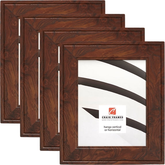 Craig Frames Inspirations, 4x10 inch Picture Frame, Brown Burl, Set of Four