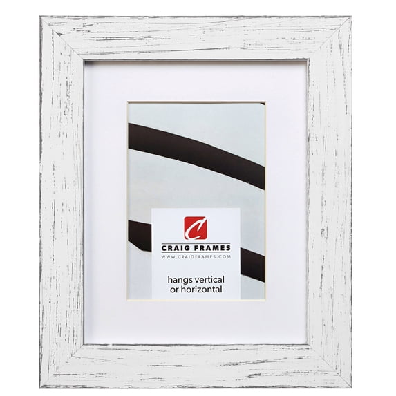 Craig Frames Jasper, 12x36 inch Country Marshmallow White Picture Frame Matted for an 8x32 Photo