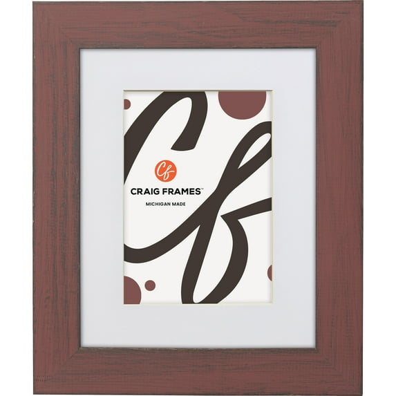 Craig Frames Jasper, 20x24 inch Country Faded Red Picture Frame Matted for a 16x20 Photo