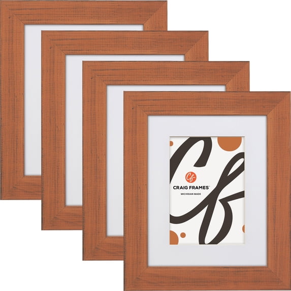 Craig Frames Jasper, 20x30 inch Country Bourbon Orange Picture Frame Matted for a 16x24 Photo, Set of 4