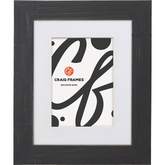 Craig Frames Jasper, 5x7 inch Country Charcoal Black Picture Frame Matted for a 4x6 Photo